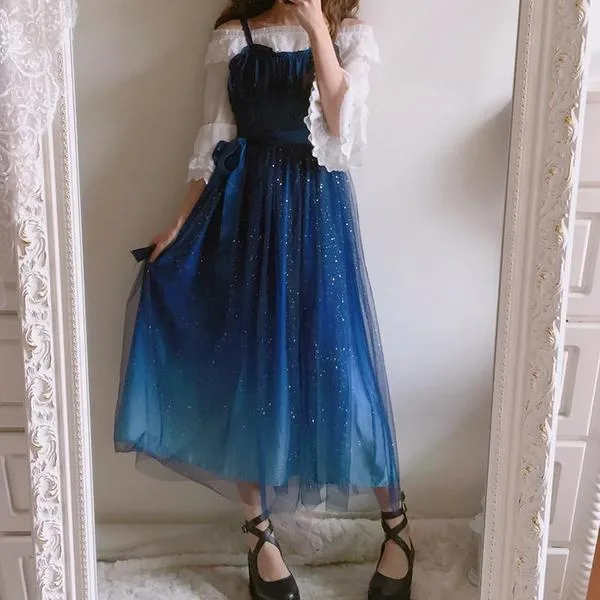 Blue Galaxy Stars Dress SD01057