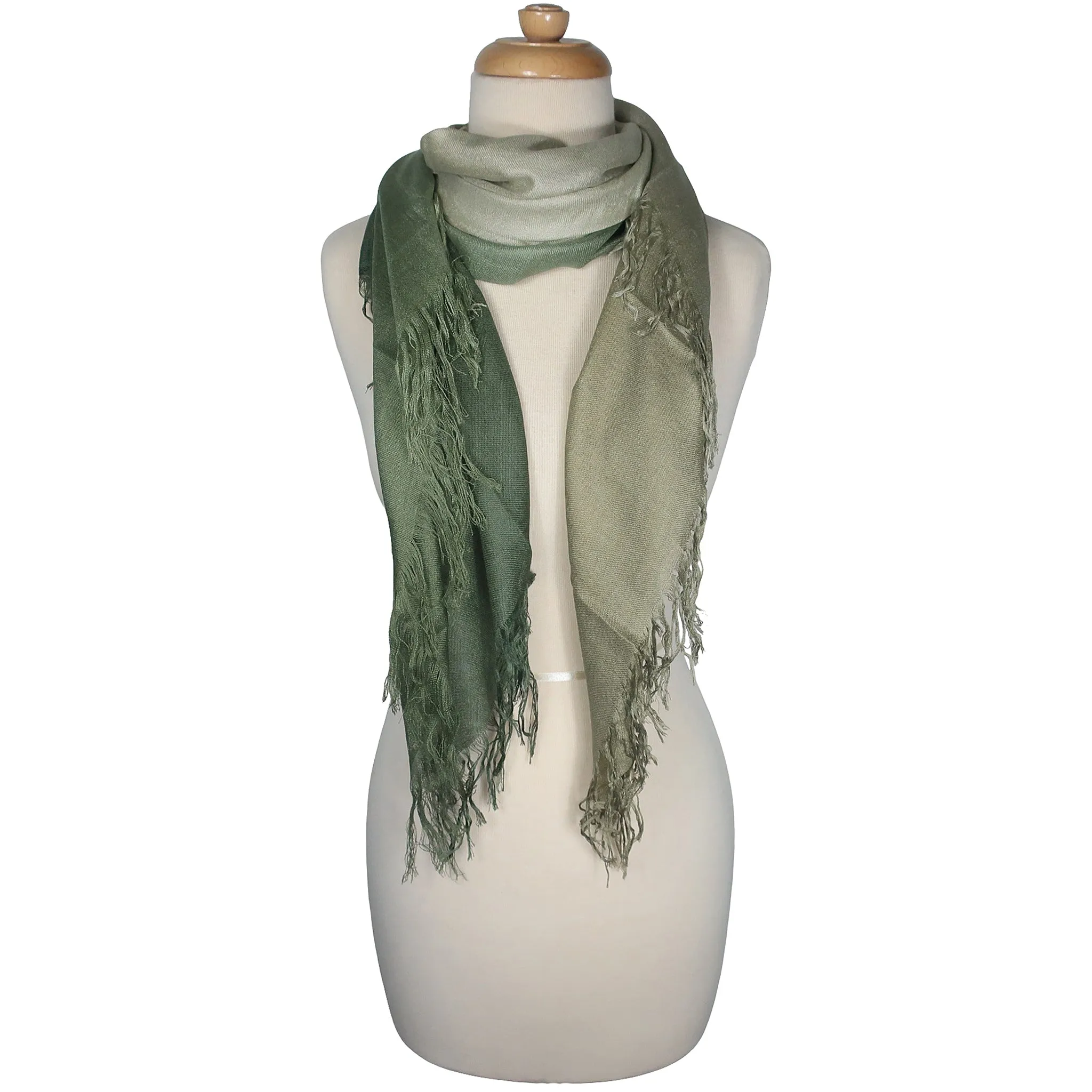 Blue Pacific Tissue Solid Micromodal Cashmere Scarf in Olive and Moss 28 x 60