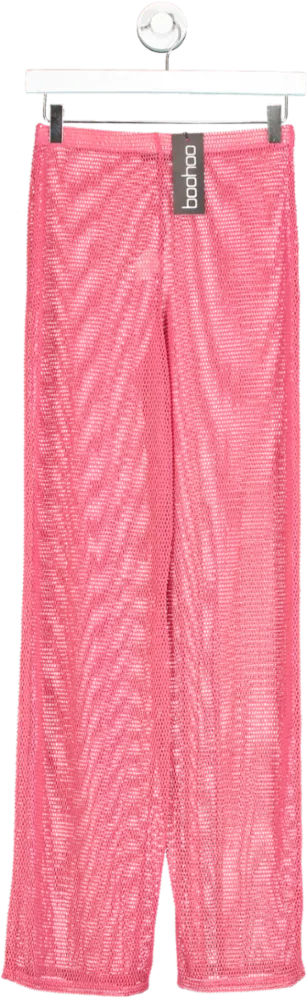 boohoo Pink Shiny Fishnet Beach Trouser UK S