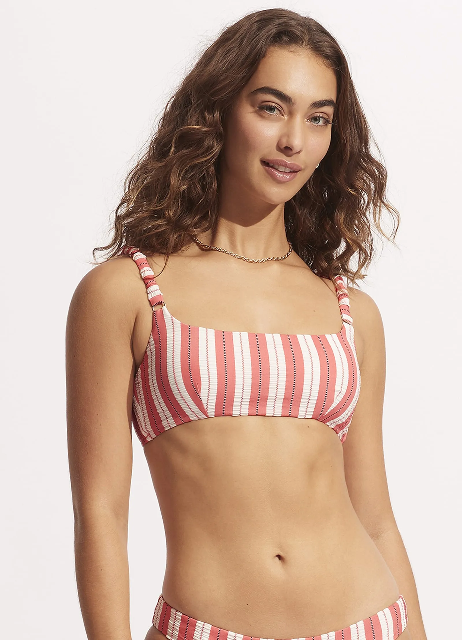 Cabana Gathered Strap Bralette - Sunkissed Coral