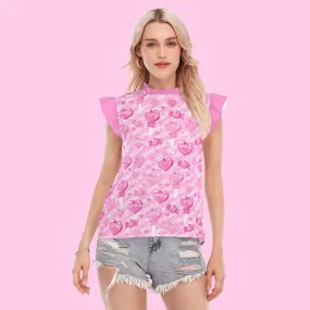 Candy Love Hearts (Pink Cutie) Women's Ruffle Blouse