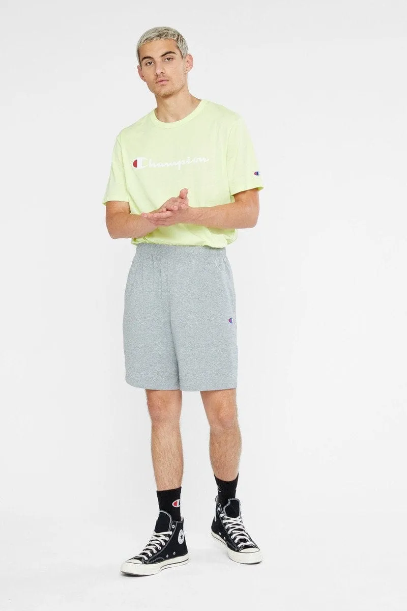 CHAMPION MEN'S C LOGO JERSEY GREY SHORTS