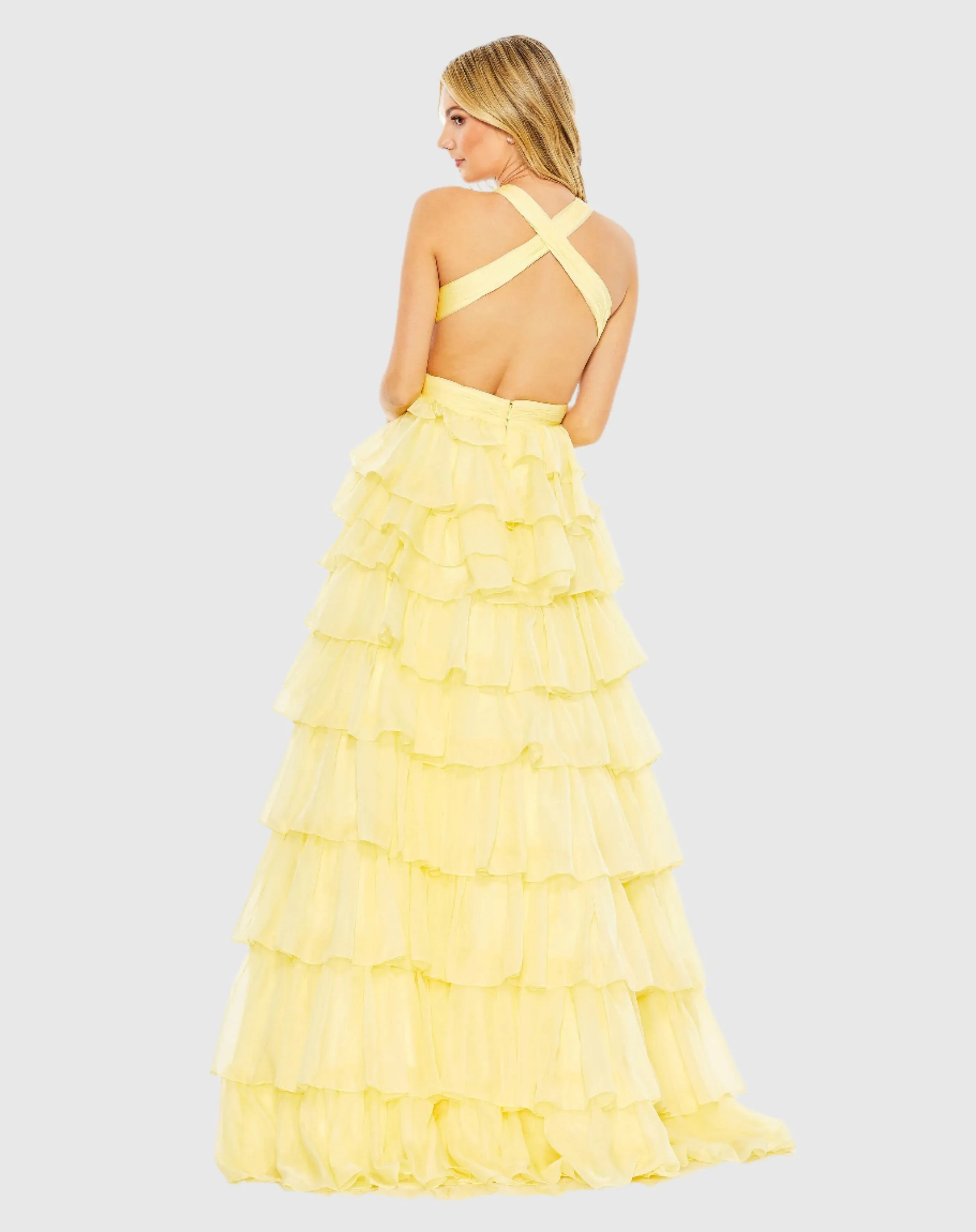 Chiffon Layered Cut Out Ballgown - FINAL SALE