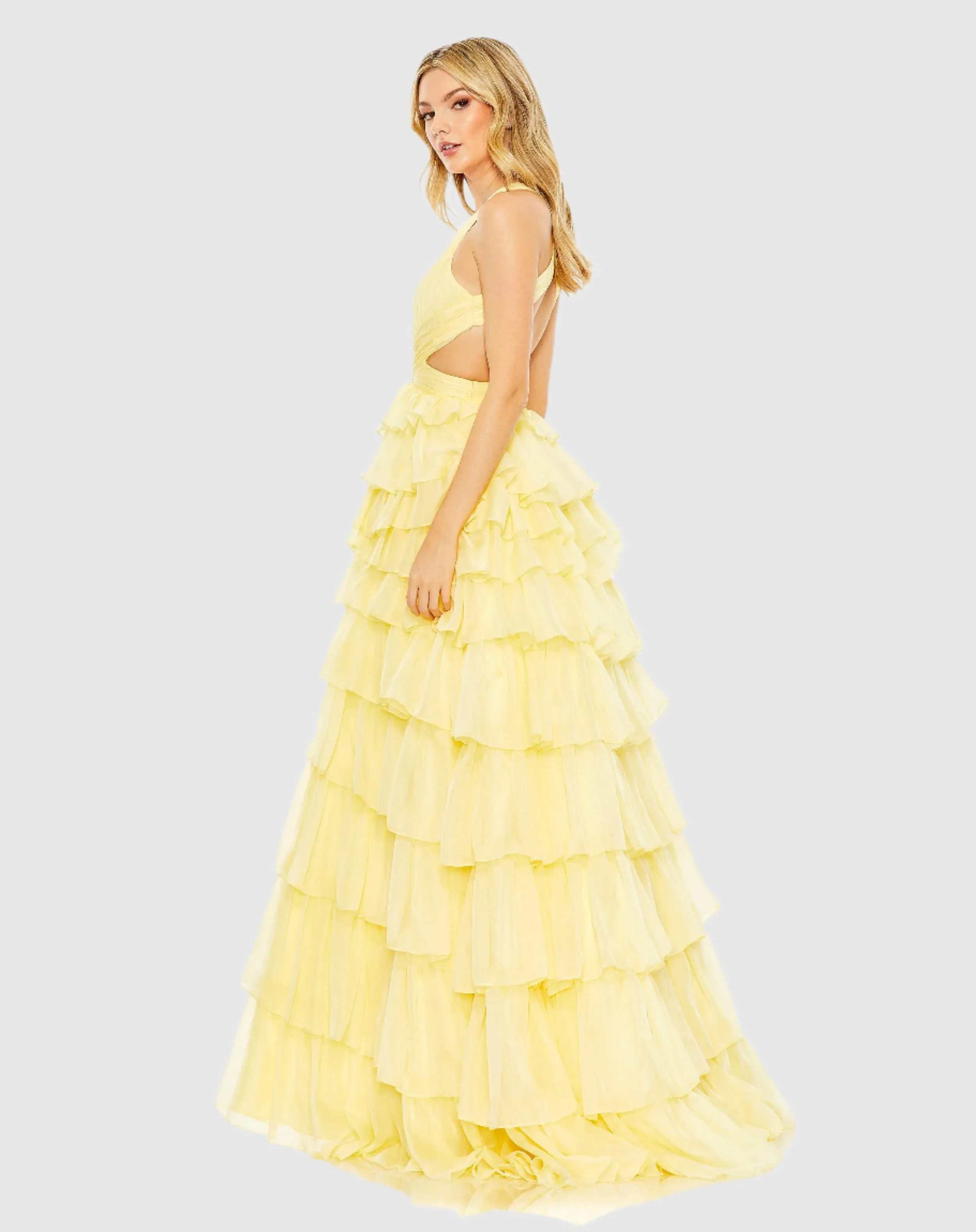 Chiffon Layered Cut Out Ballgown - FINAL SALE