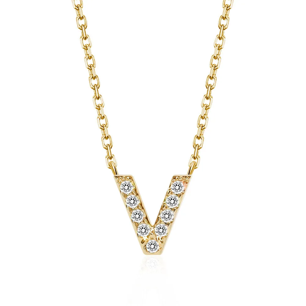 Classic Pavé Initial V Pendant Necklace