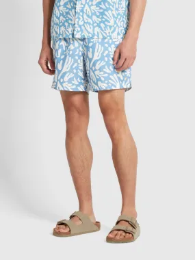 Colbert Regular Fit Reef Print Swim Short In Arctic Blue