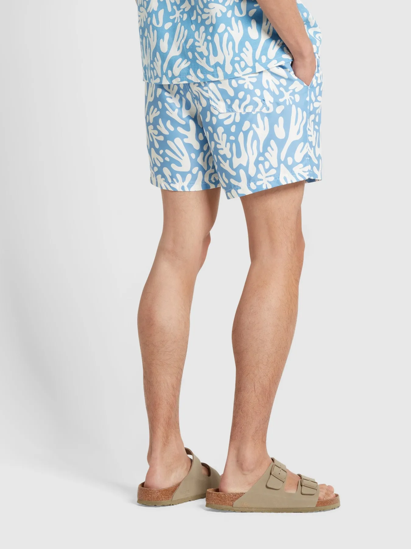 Colbert Regular Fit Reef Print Swim Short In Arctic Blue