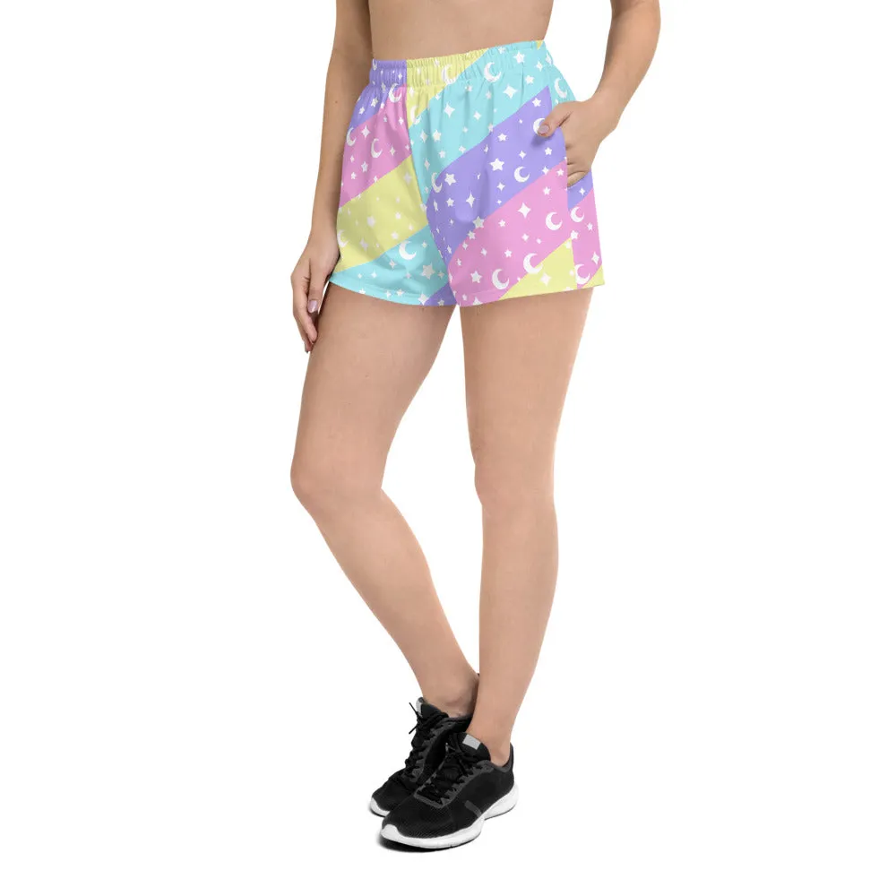 Cosmic Rainbow Women's Athletic Short Shorts