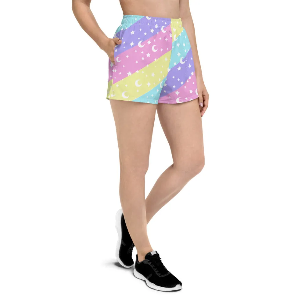 Cosmic Rainbow Women's Athletic Short Shorts