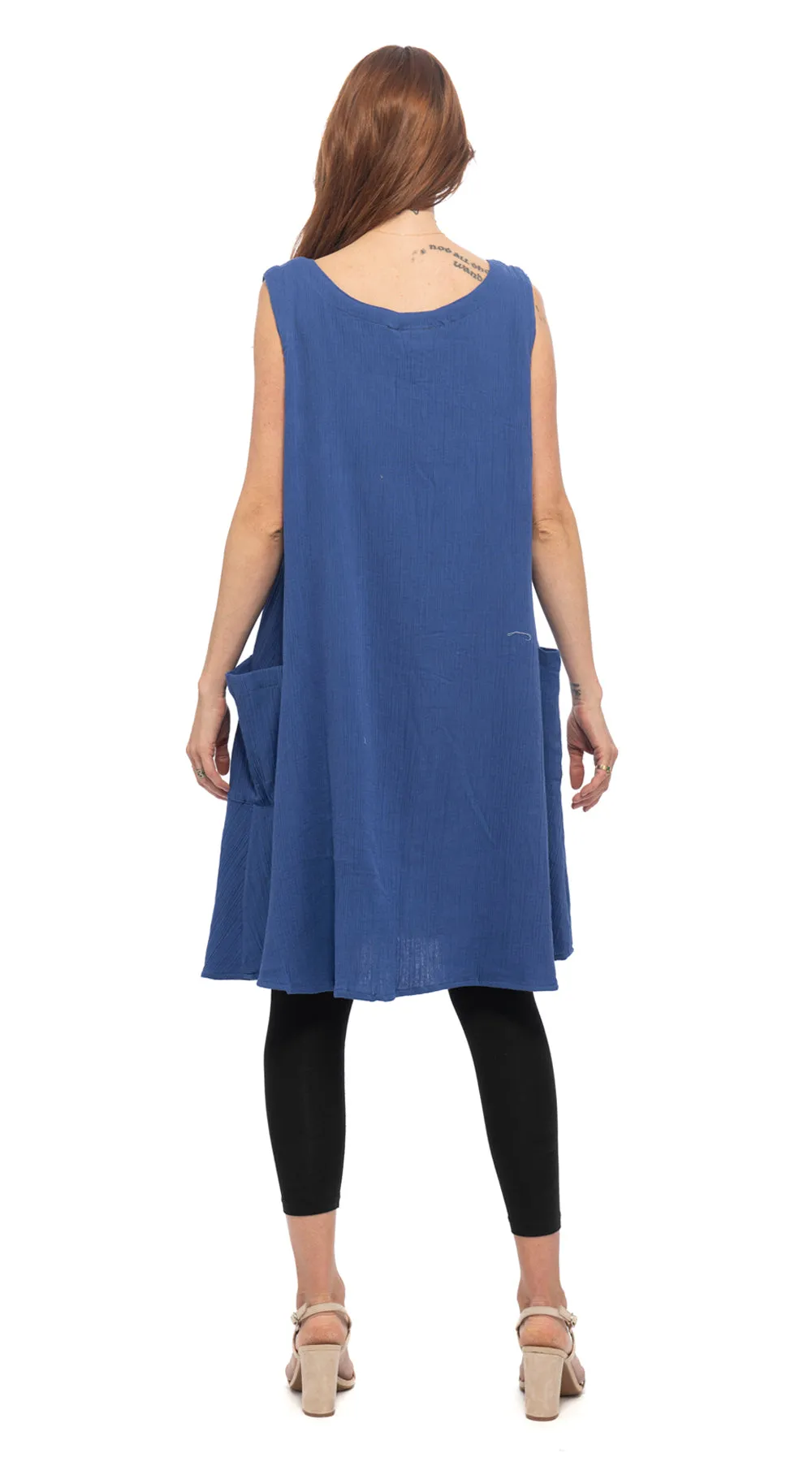 Cotton Gauze Diana Dress- royal blue, khaki, agave