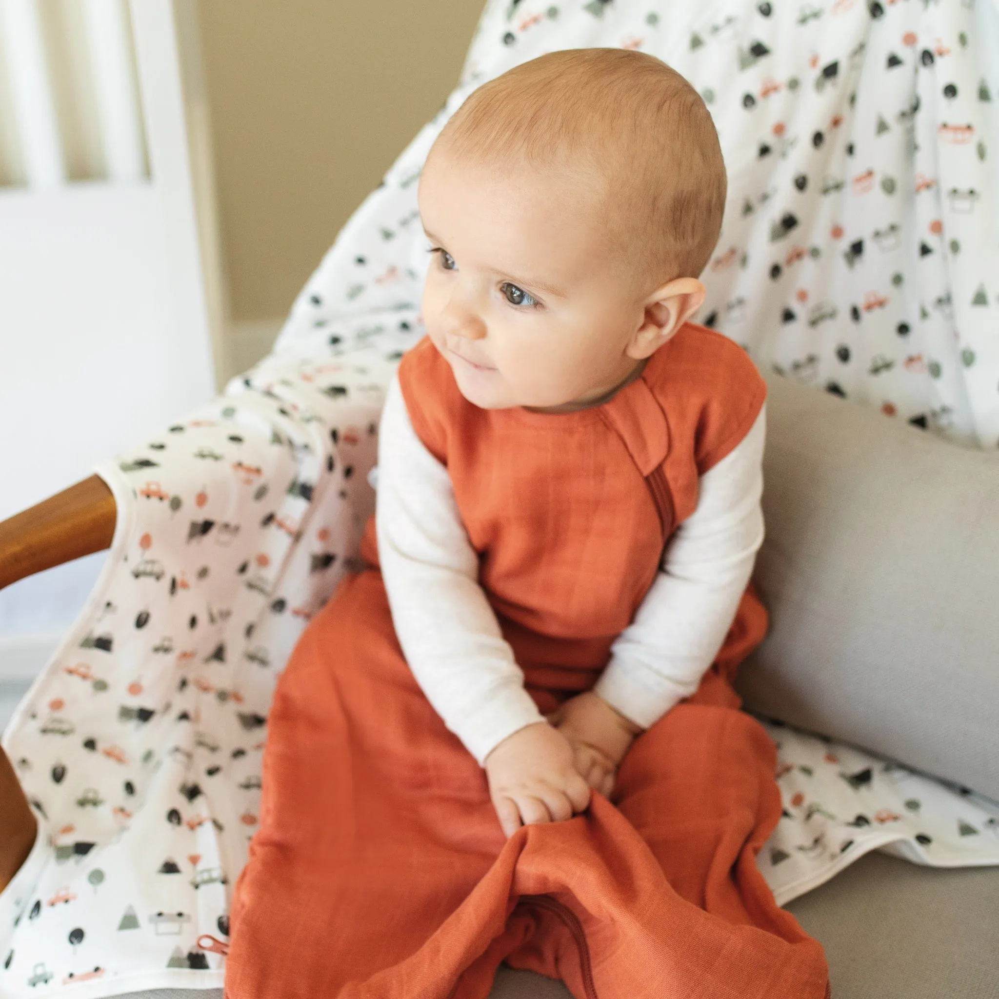 Cotton muslin sleep sack - Cinnamon (0.7 tog)