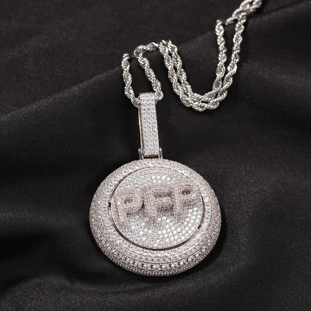 Custom Round Disc Rotating Letter Pendant