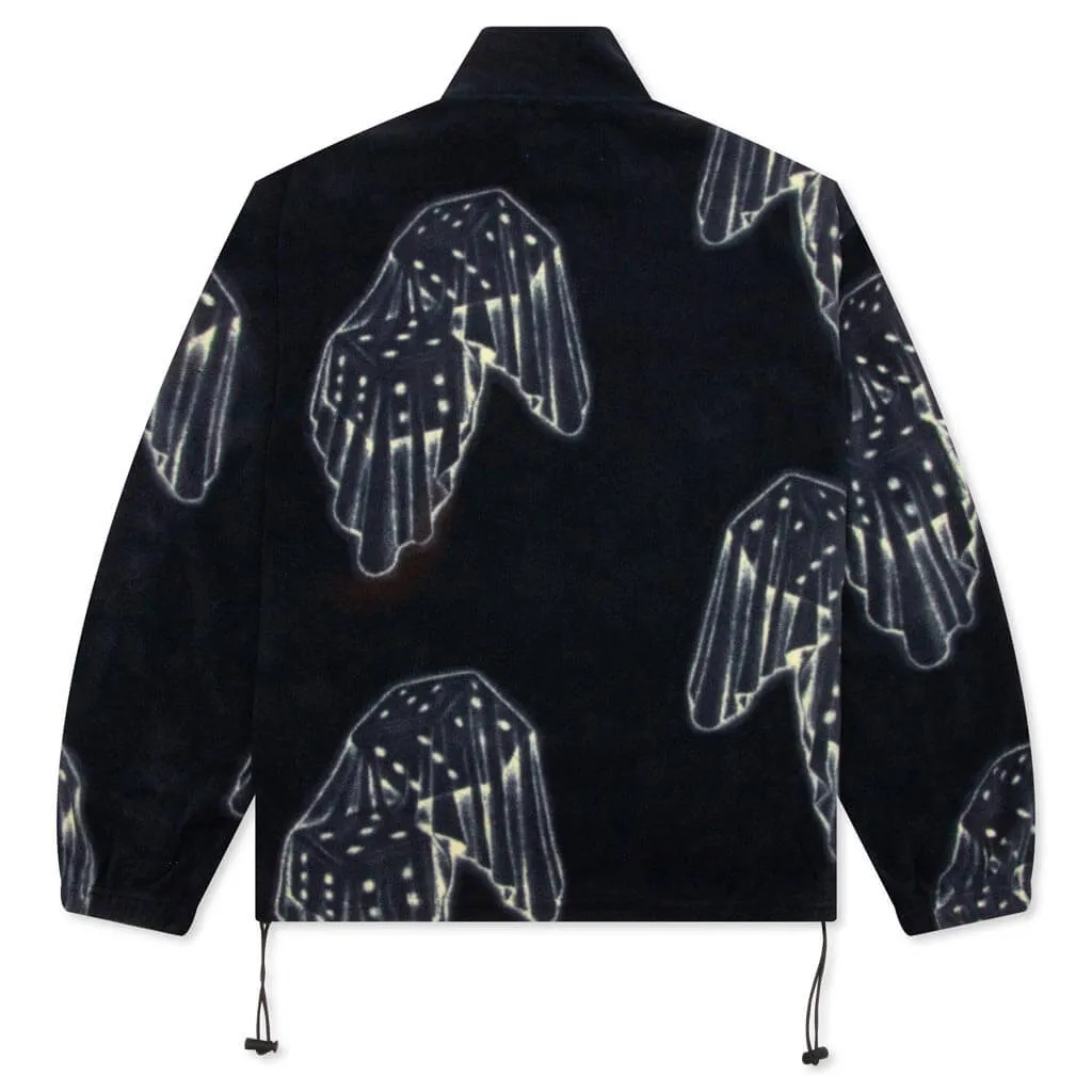 Dice Print Fleece Quarter Zip Pullover - Black/Cream