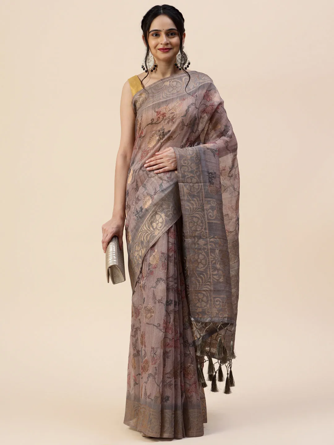 Digital Floral Printed Chanderi Saree