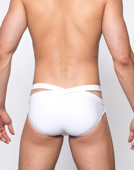 Double Strap Swim Brief (White)