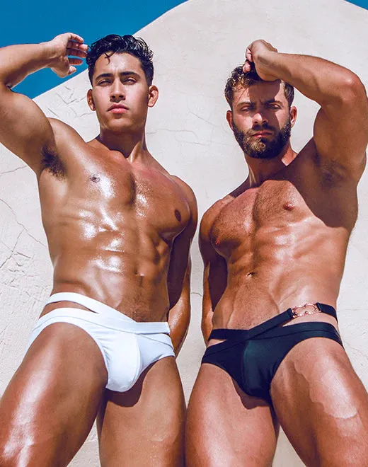 Double Strap Swim Brief (White)