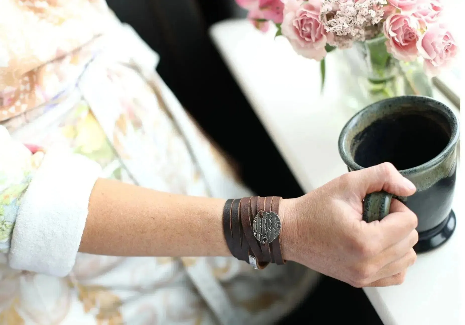 Double Wrap Leather Cuff Bracelet