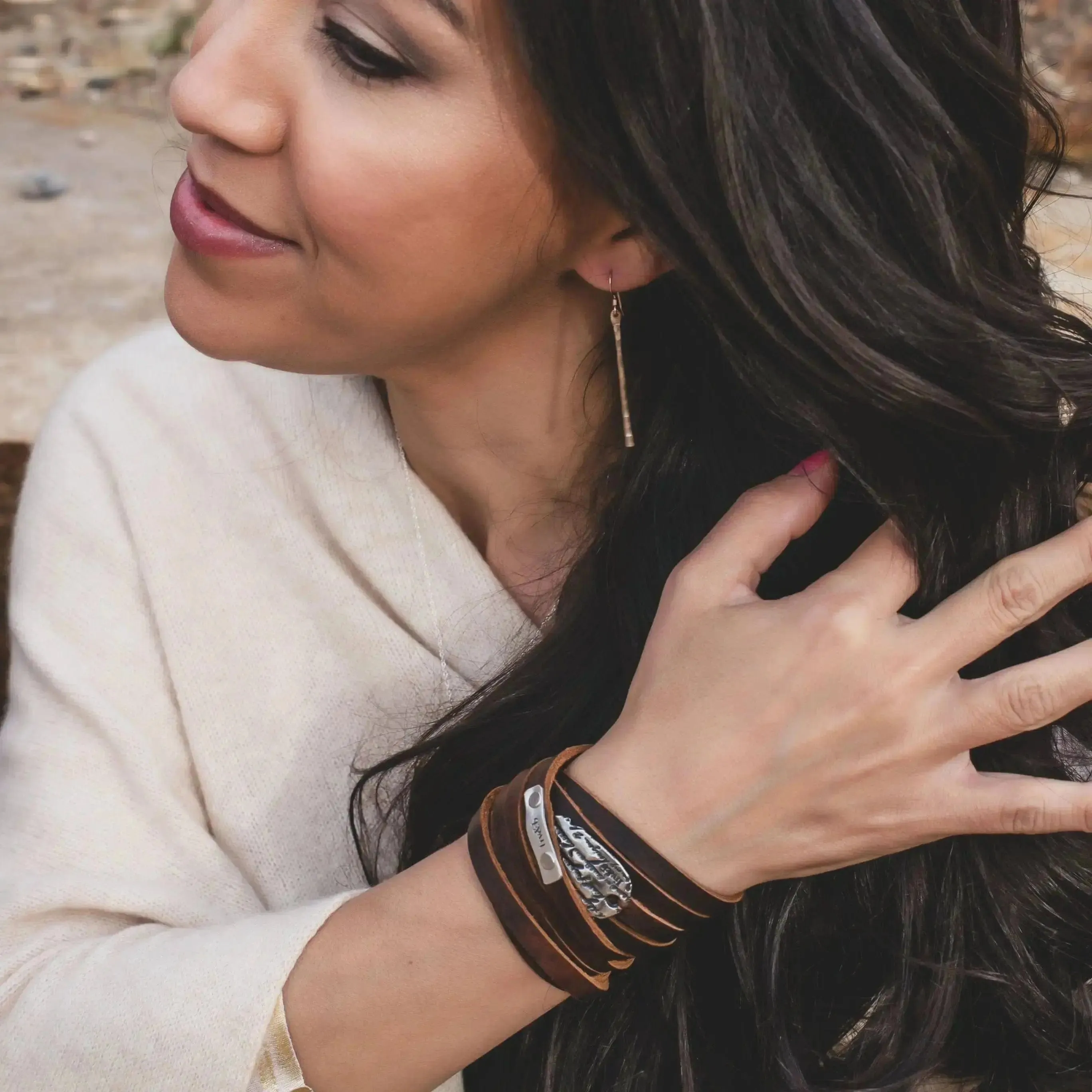 Double Wrap Leather Cuff Bracelet