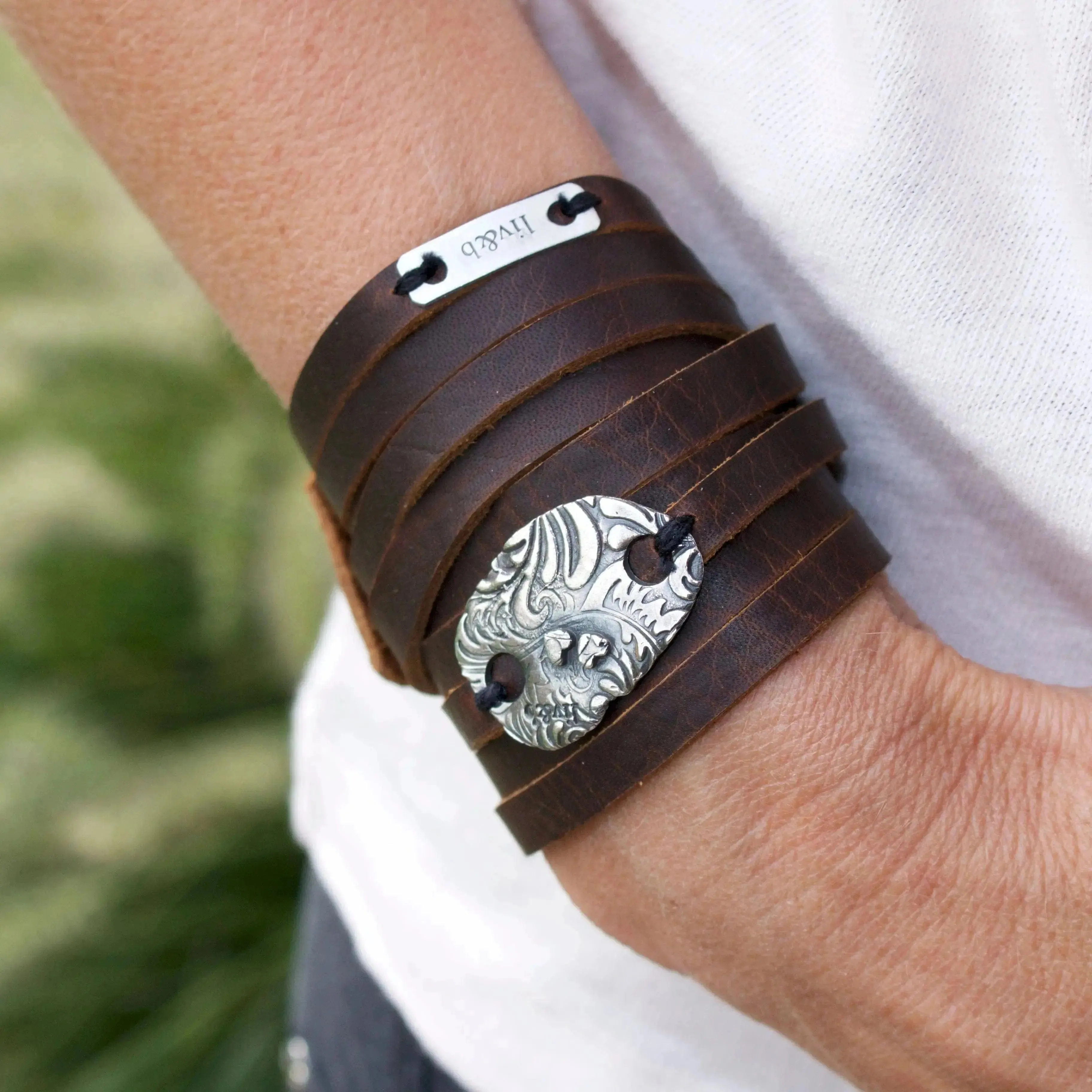 Double Wrap Leather Cuff Bracelet