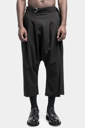 Drop crotch cropped pleated trousers