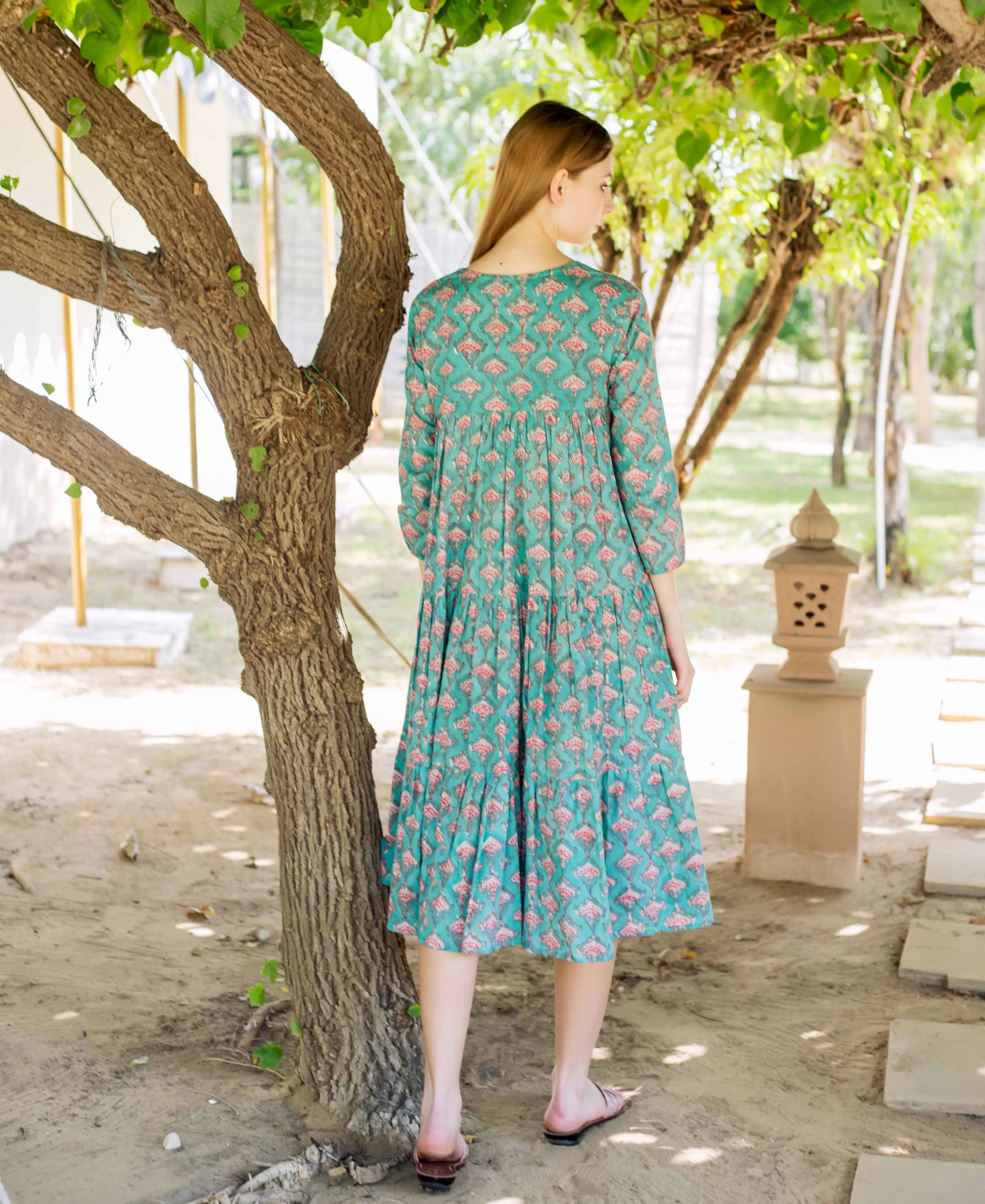 Eliza Green Tiered Dress