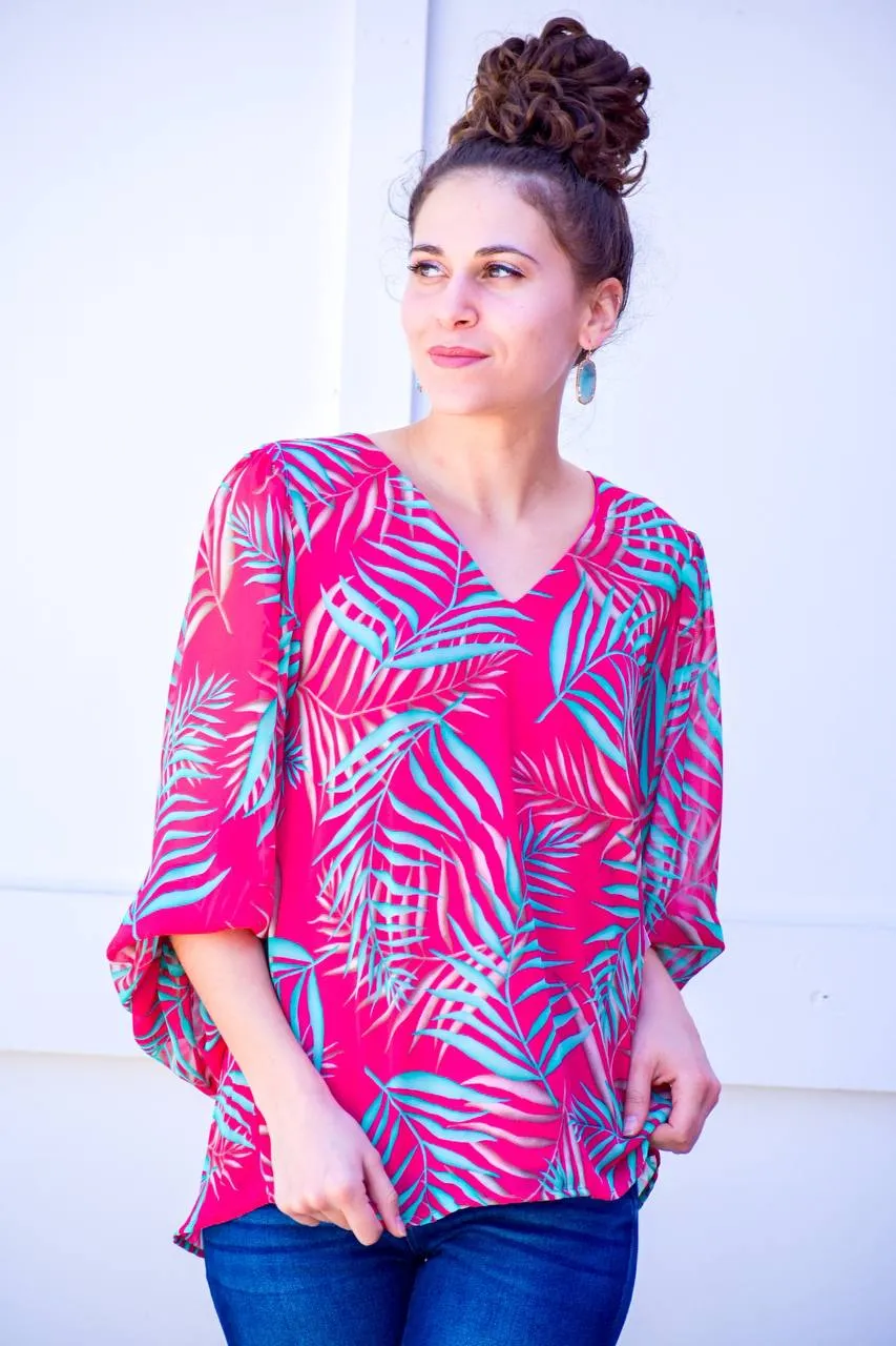 Empty Handed Fuchsia Printed Blouse