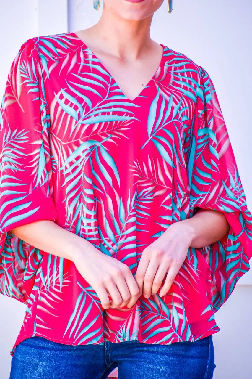 Empty Handed Fuchsia Printed Blouse