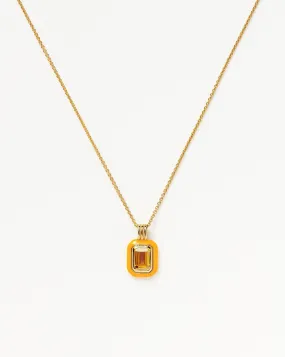 Enamel & Stone Pendant Necklace | 18ct Gold Plated Vermeil/Yellow Cubic Zirconia