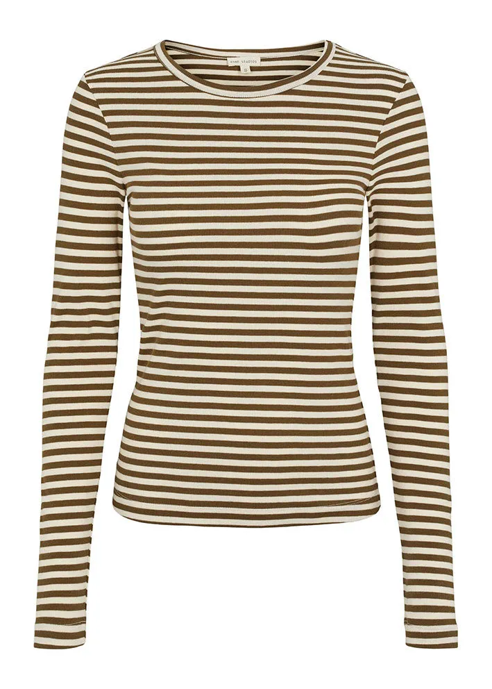 Esmé Studios Blossom Stripe LS T-shirt - Dark Olive