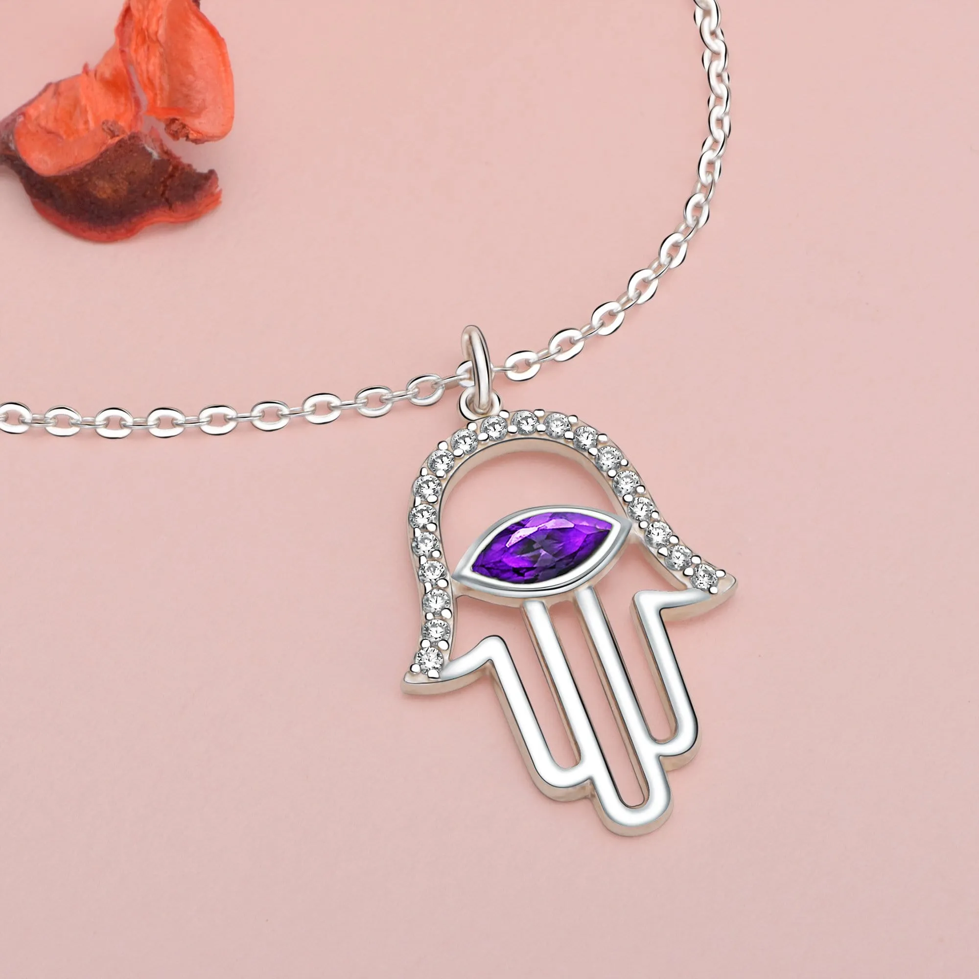 Evil Eye Pendant Silver | Hamsa Hand Pendant