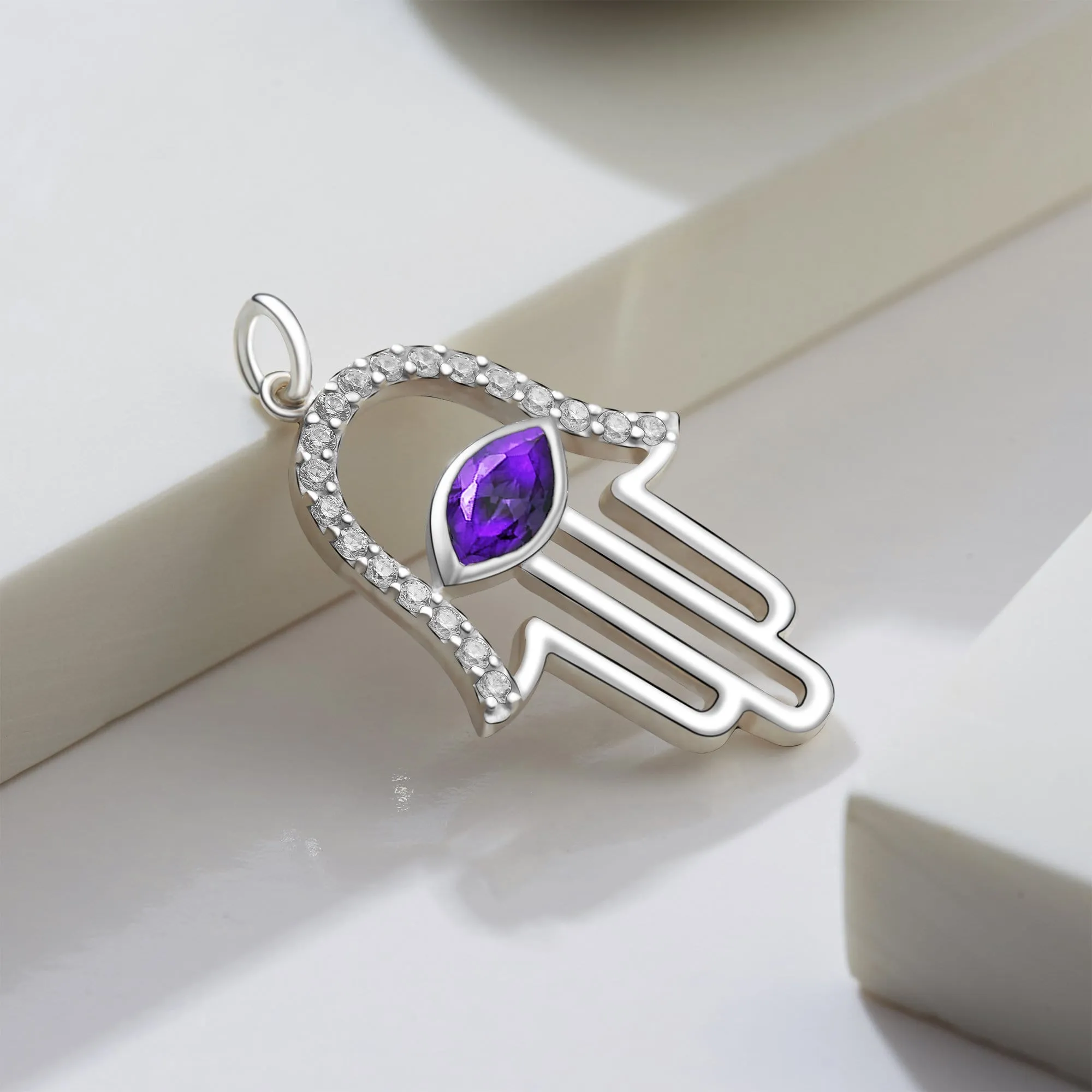 Evil Eye Pendant Silver | Hamsa Hand Pendant