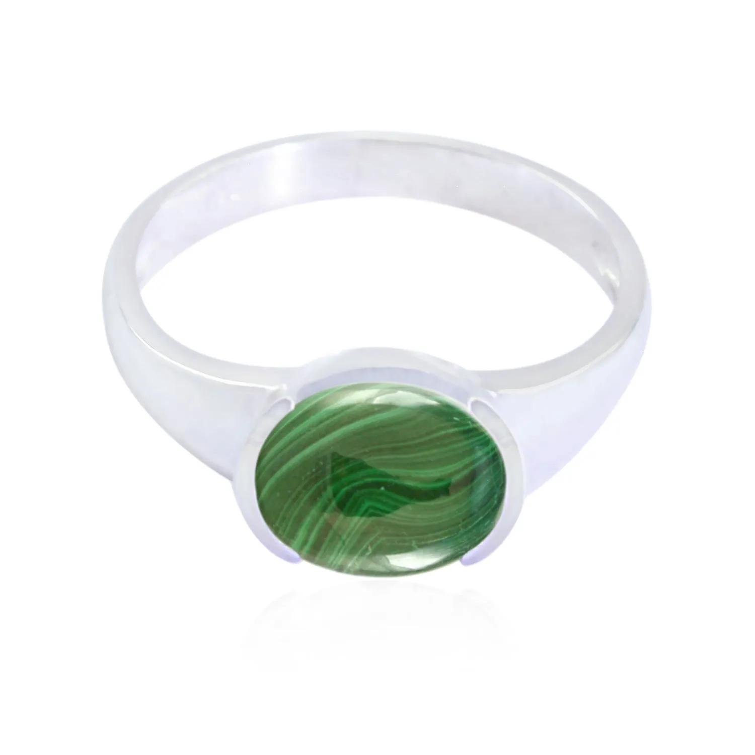 Fine Gemstone Malachite 925 Sterling Silver Ring Wooden Jewelry Box