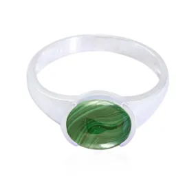 Fine Gemstone Malachite 925 Sterling Silver Ring Wooden Jewelry Box