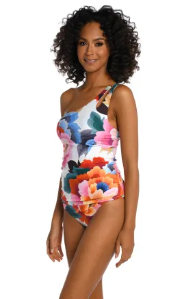 Floral Rhythm One Shoulder Keyhole Tankini Top - FINAL SALE