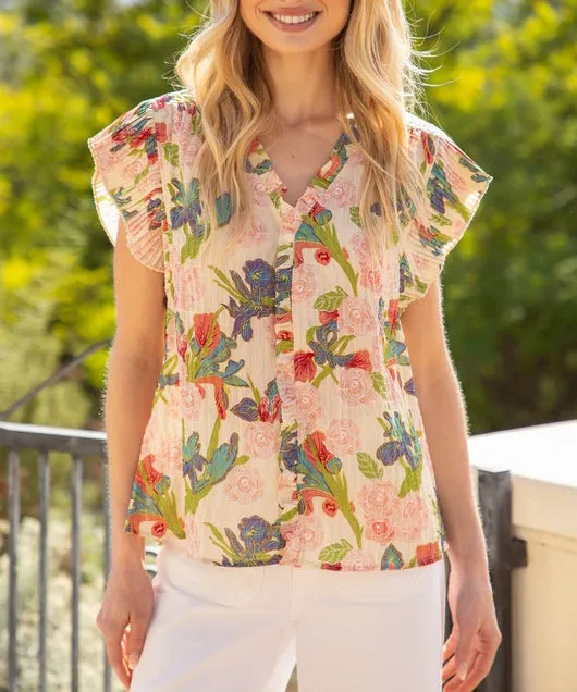 Floral Top - Beige