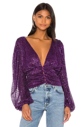 For Love and Lemons La Villette Cropped Blouse Top