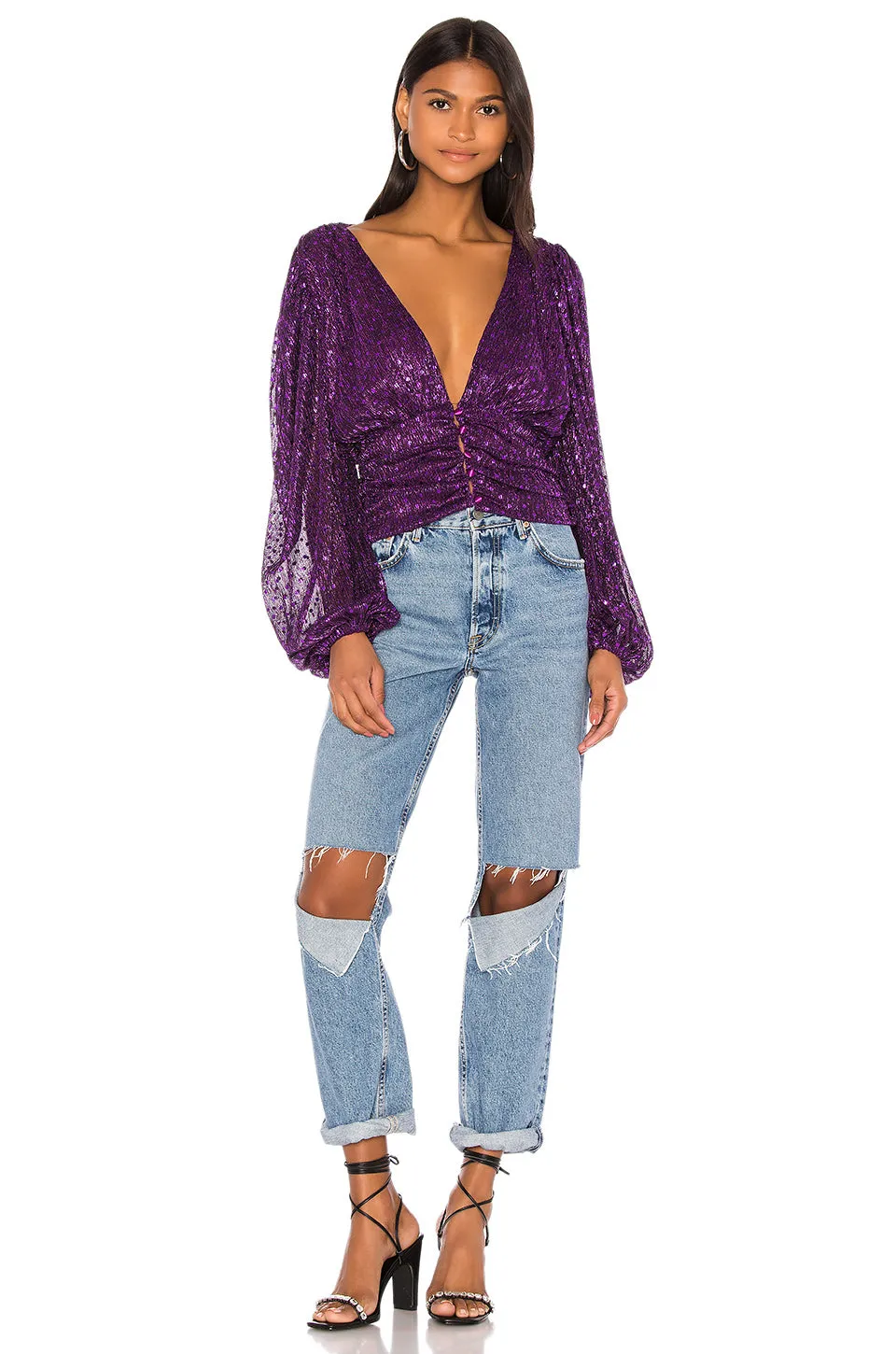 For Love and Lemons La Villette Cropped Blouse Top