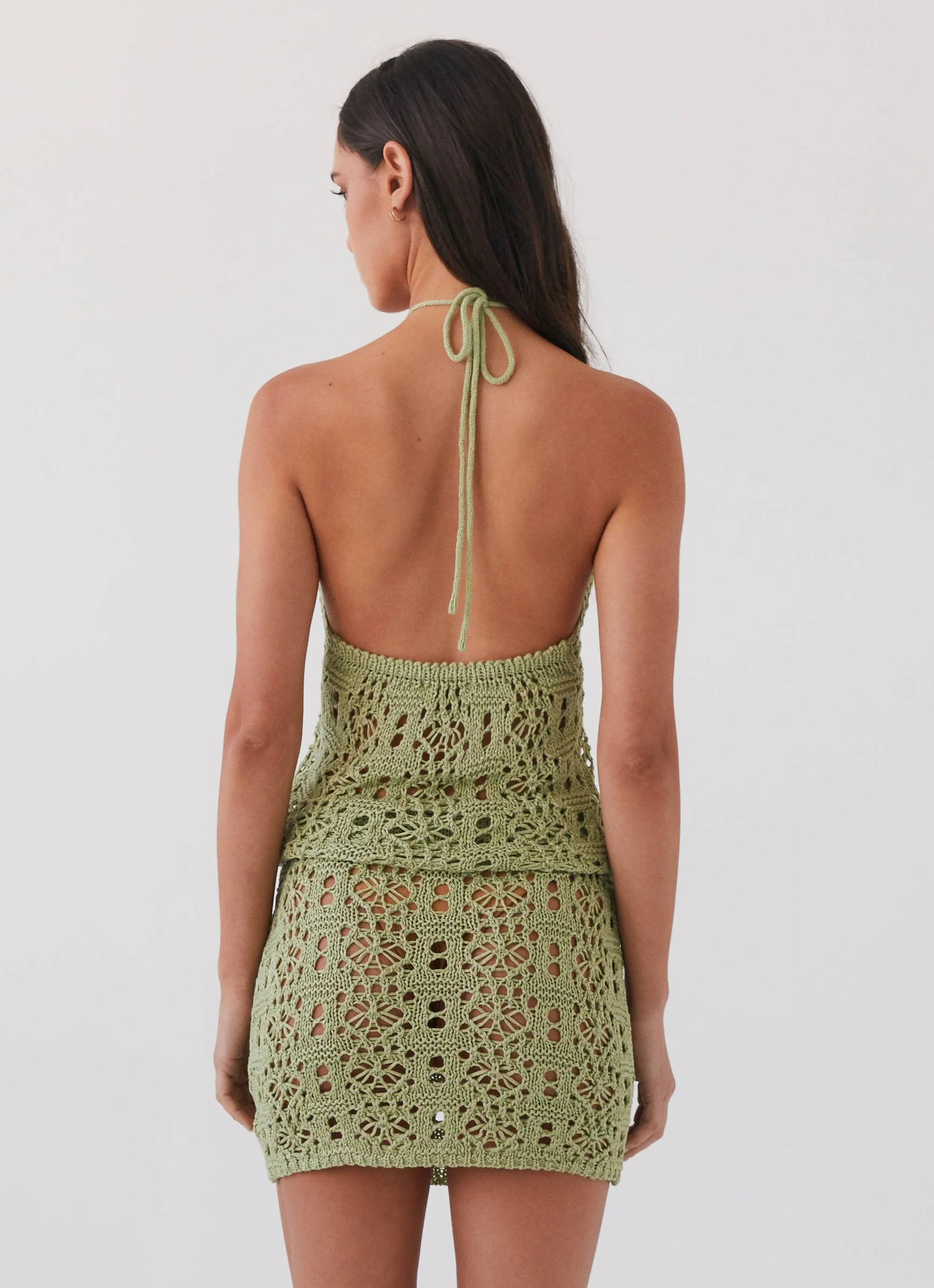 Free Mind Crochet Top - Light Olive