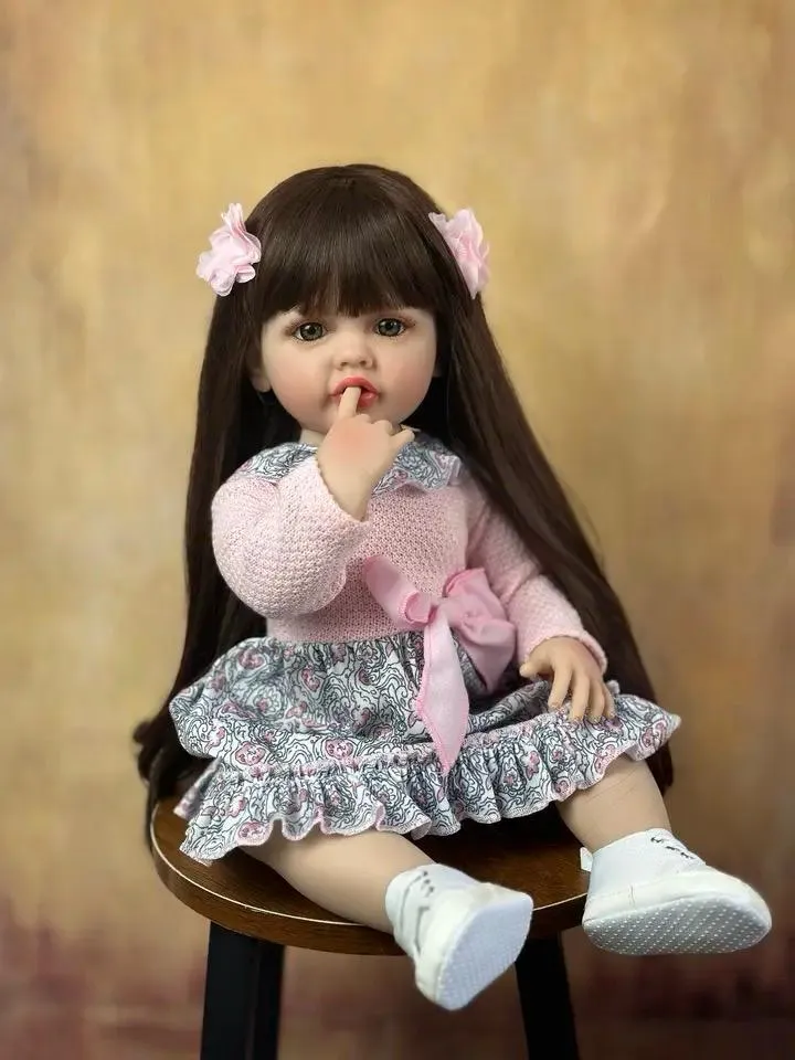 Full Soft Silicone Body Reborn Baby Girl Doll 55cm 22 Inch Realistic Princess