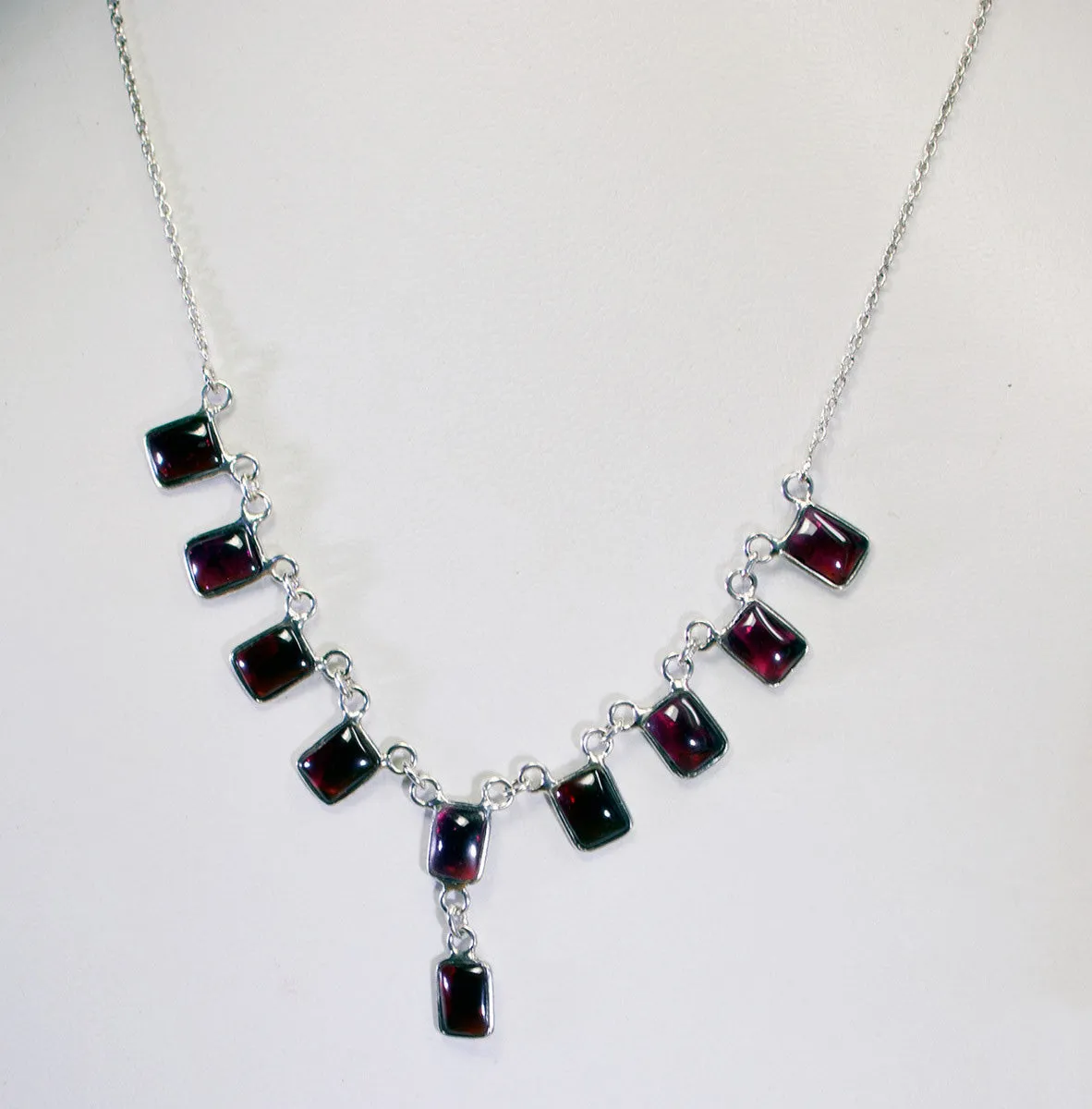 gemstones 925 Solid Sterling Silver delicate genuine Red Necklace gift UK