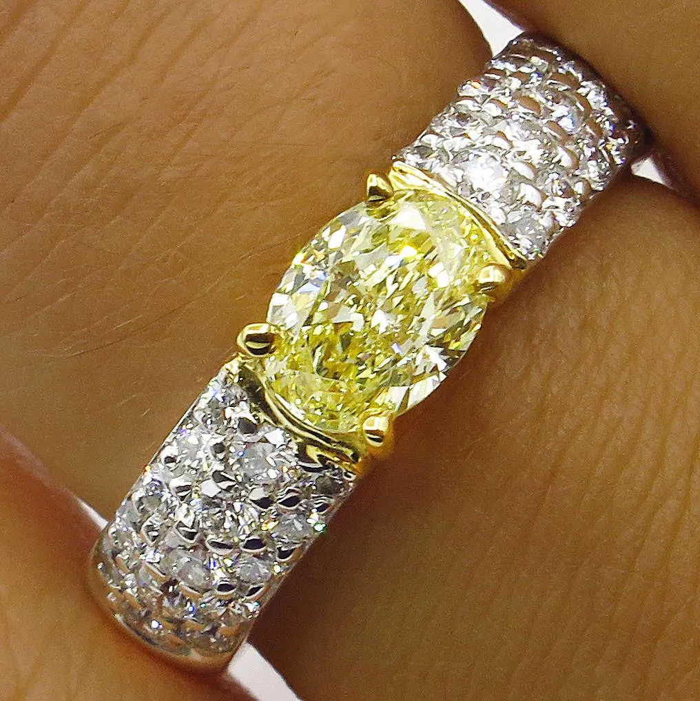 GIA Canary 1.62ct Natural Fancy Yellow OVAL Diamond Ring