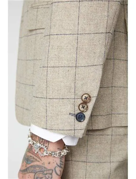 Gibson Wylam Stone Windowpane Check Tweed Jacket