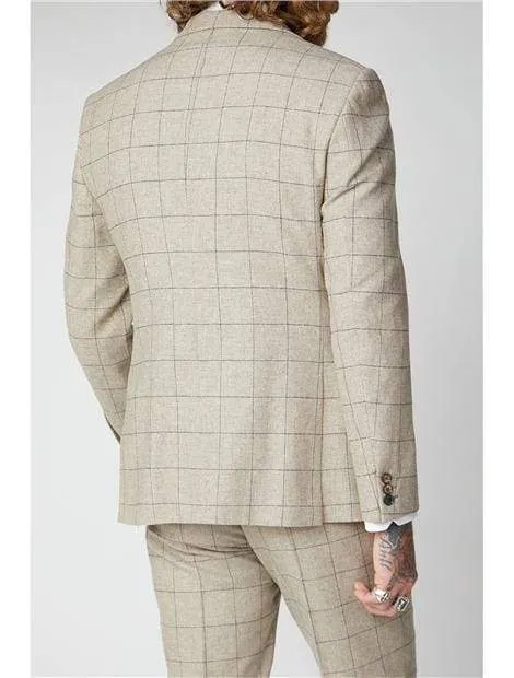 Gibson Wylam Stone Windowpane Check Tweed Jacket