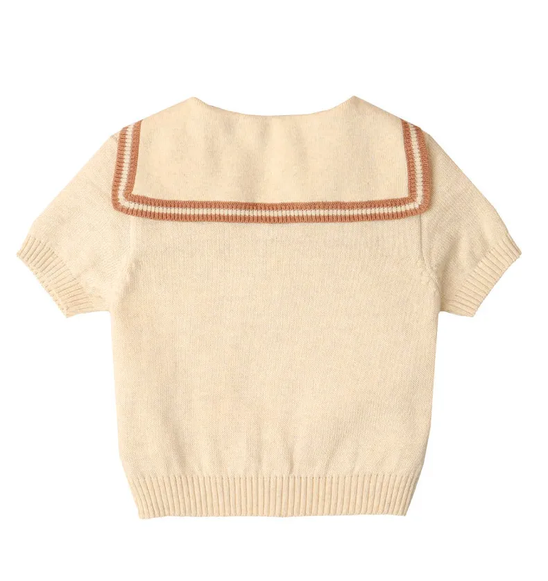 GINGERSNAPS SS24 Girls Sailor Collar Knit Top Blouse