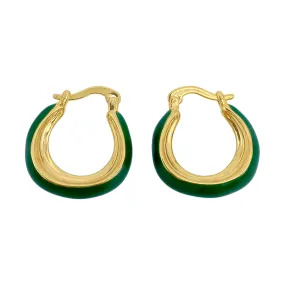 Green Enamel Hoops gold