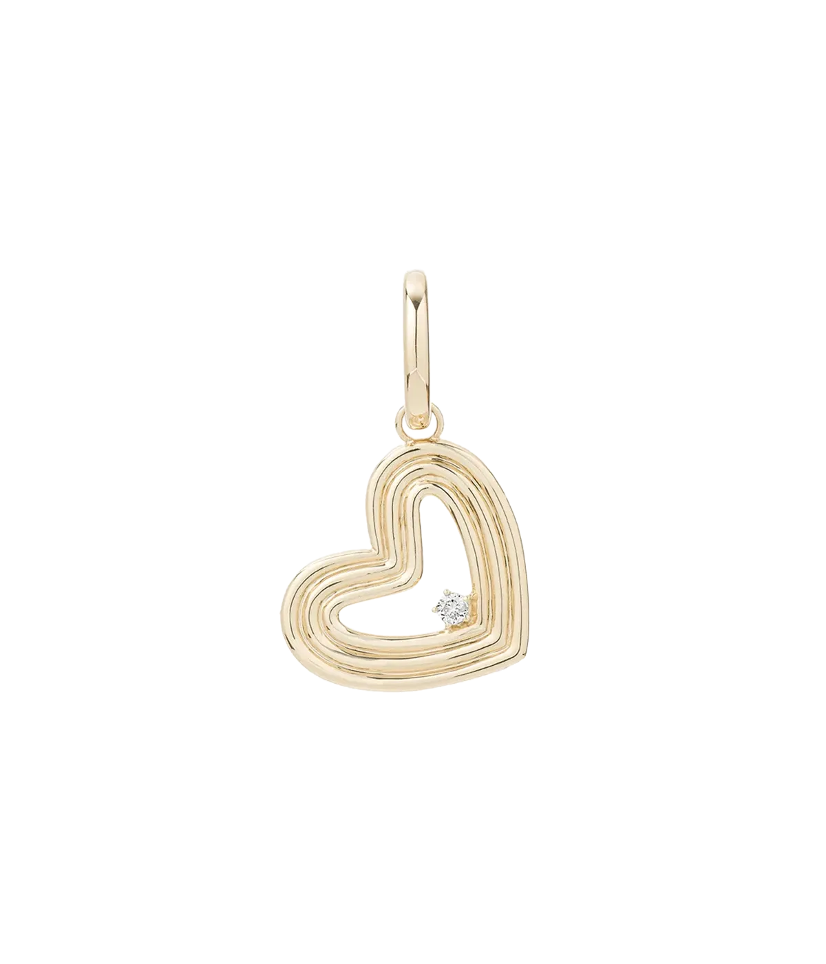 Groovy Diamond Heart Charm in 14K Yellow Gold