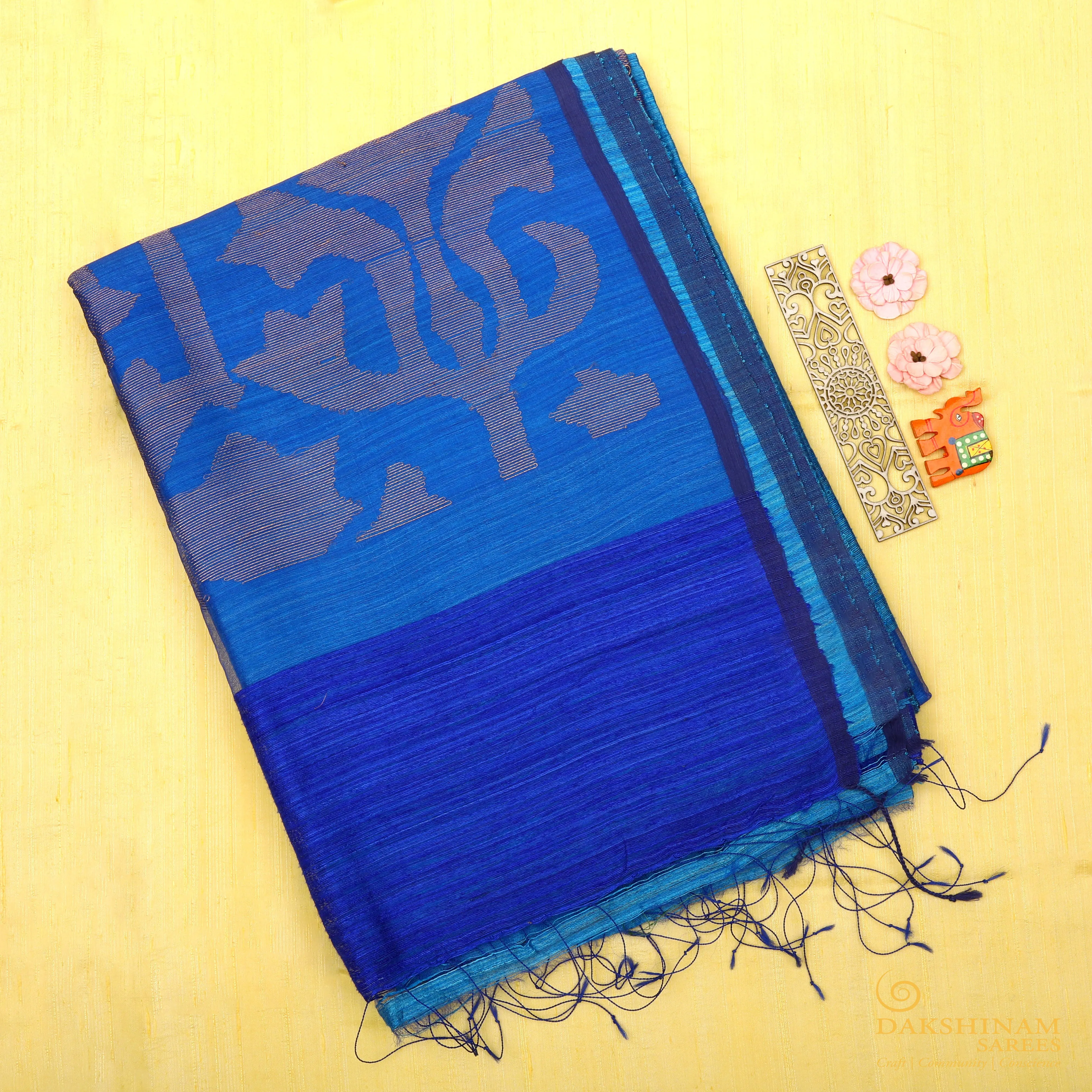 Handwoven Blue Matka Silk Saree - 1229T003872DSC