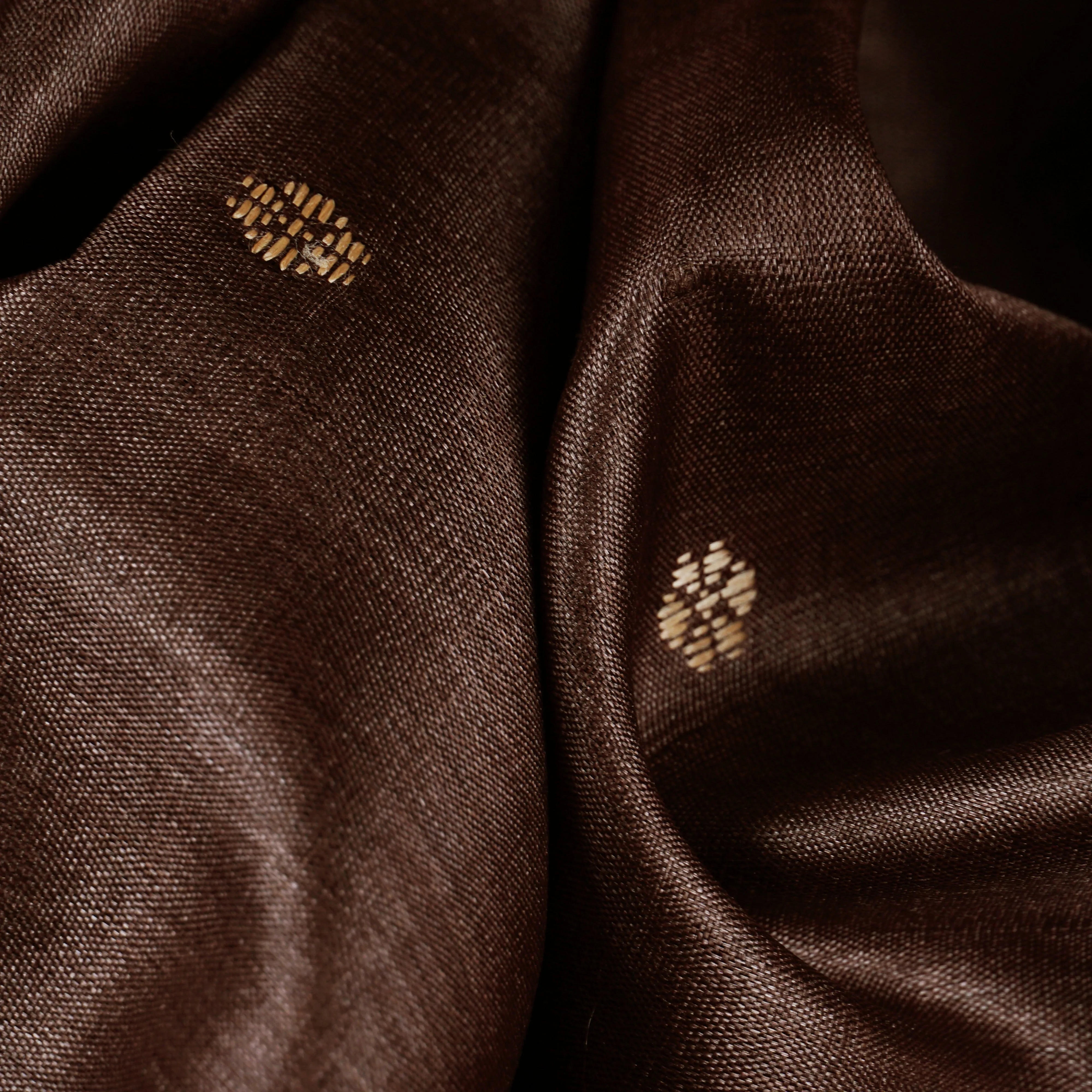 Handwoven Brown with Beige Tussar Silk Saree - 1953T005817DSC