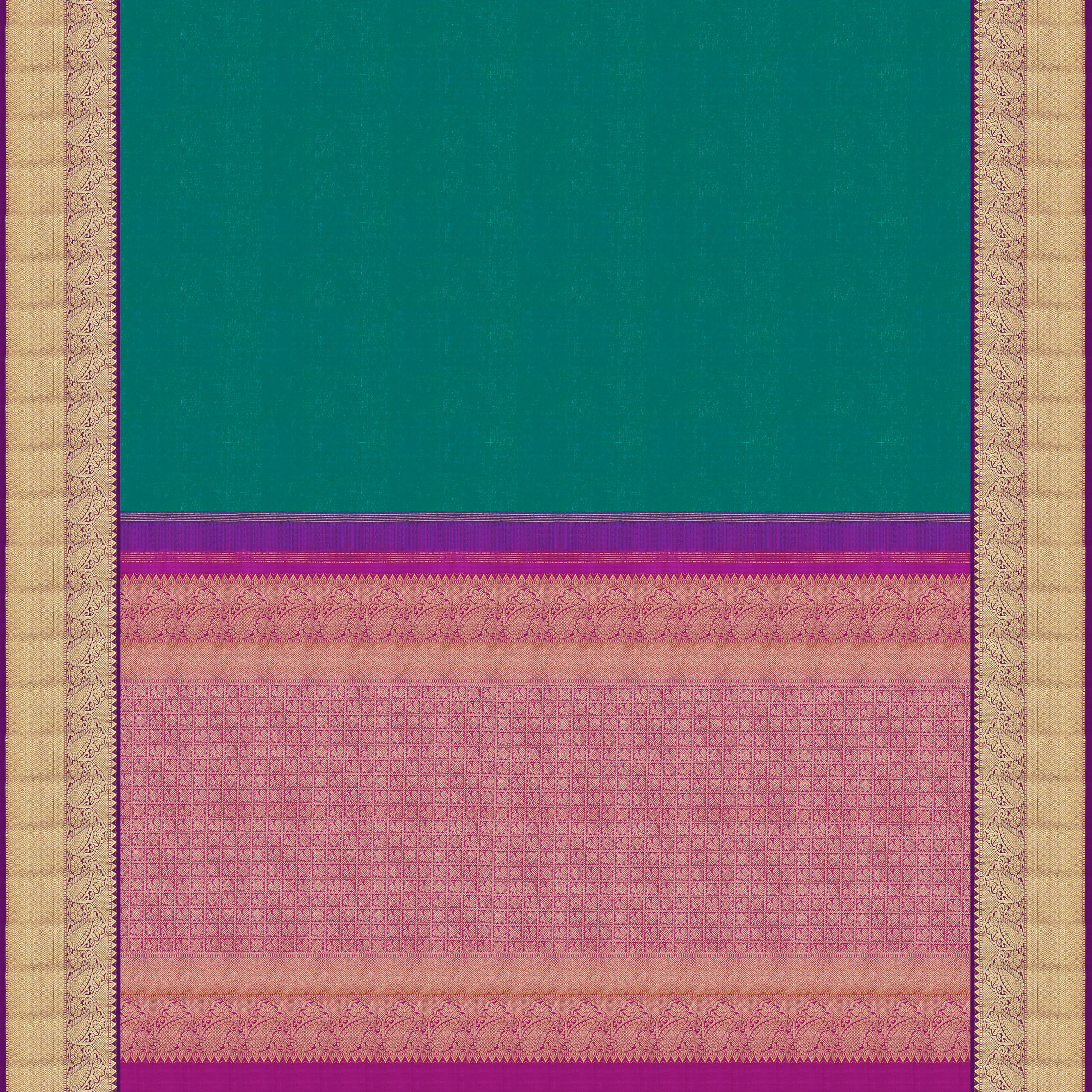 Handwoven Green with Violet Kanjivaram Silk Saree - 1928T008672DSC