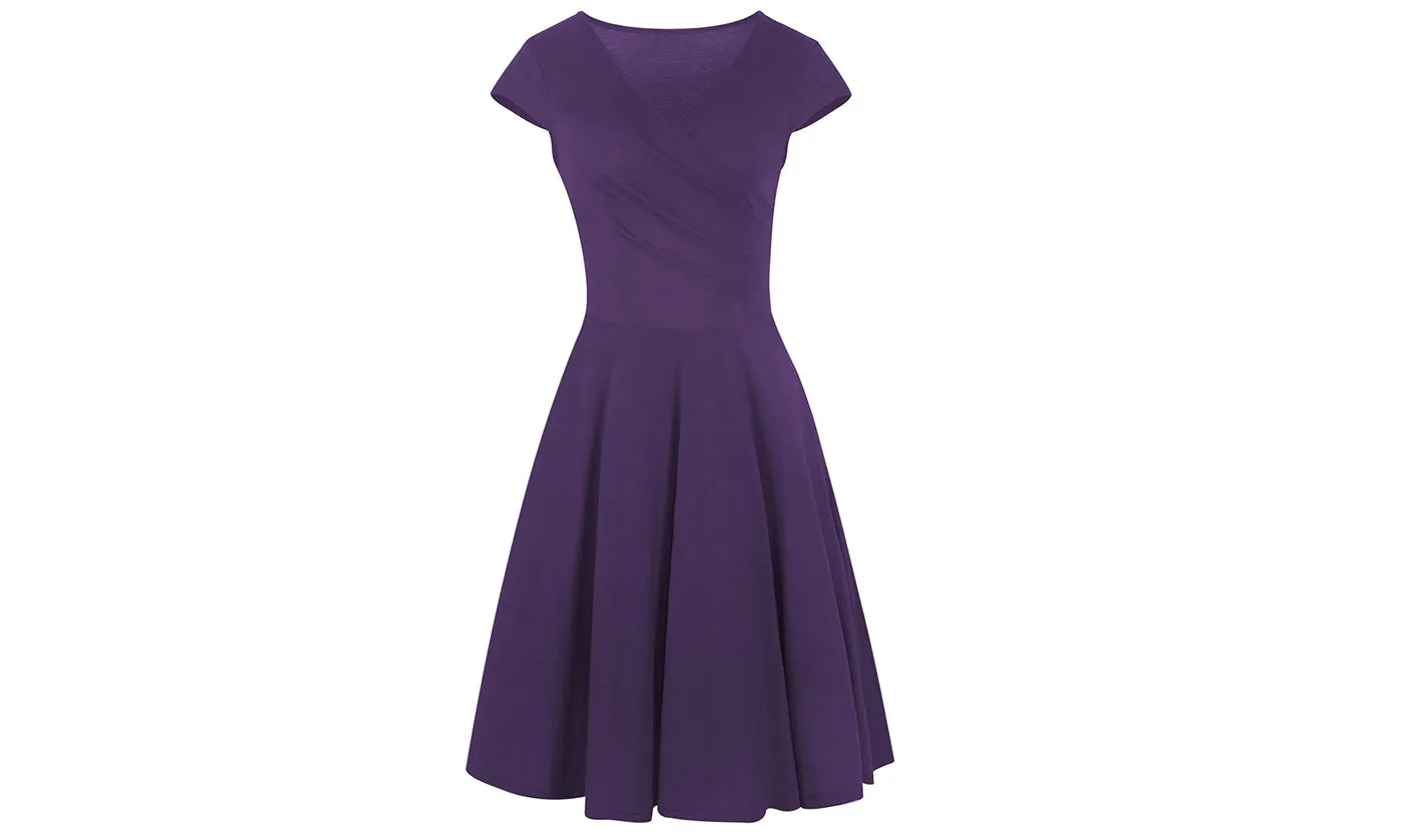 Haute Edition Women's Solid V-Neck Skater Dress